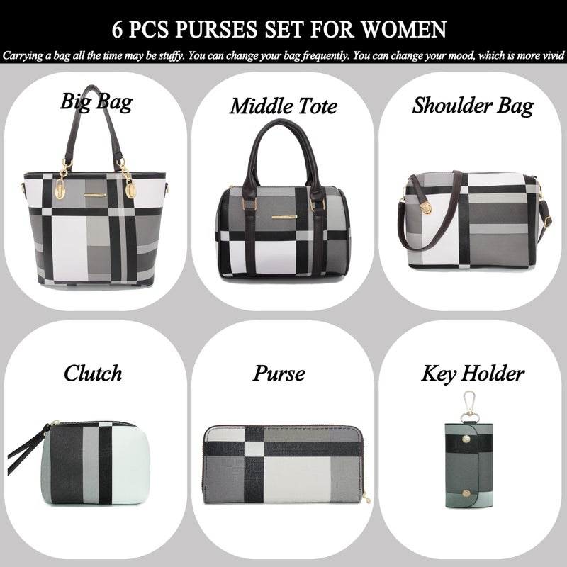 2E-youth Designer Purses And Handbags For Women Satchel Shoulder Bag Tote Bag For Work Clutch Purses (Black, White, Grey) - Image 2